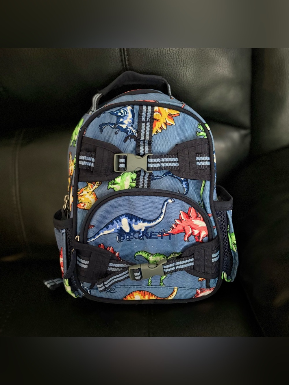 Pottery Barn Kids Mini MacKenzie Blue Multi Dino Backpack